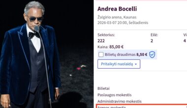Perkant bilietą į į Andrea Bocelli koncertą – nuostaba mokesčio
