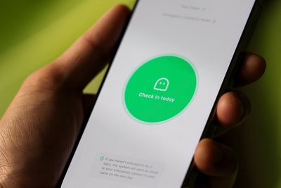 Programėlės „Ar tu miręs?“ mygtukas.