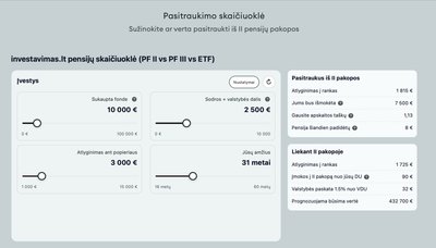 Investavimas.lt skaičiuoklė skirta įsivertinti, ar verta likti antroje pakopoje