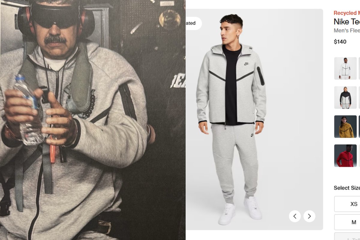 Maduro vilkėtas „Nike“ sportinis kostiumas šluojamas iš lentynų