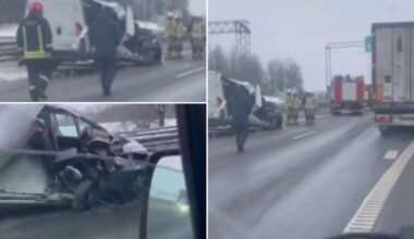 Didelė avarija greitkelyje Kaunas–Vilnius: sužeistas žmogus, prireikė Karo policijos