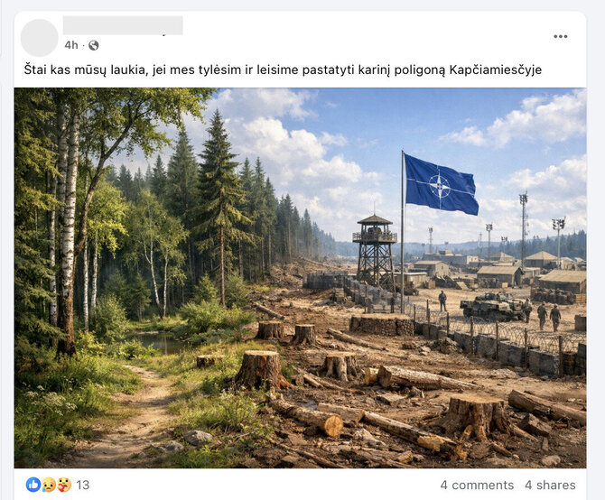 Ekrano nuotr. iš „Facebook“/Paskyroje paskelbtas ir tariamas būsimo poligono vaizdas