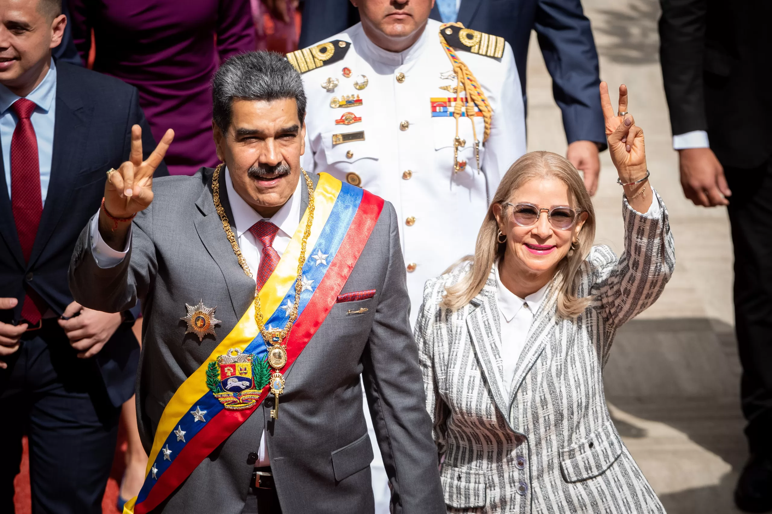 Venesuelos prezidentas Nicolas Maduro ir jo žmona Cilia Flores
