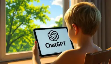 Vaikas su ChatGPT kalbos modeliu planšetėje