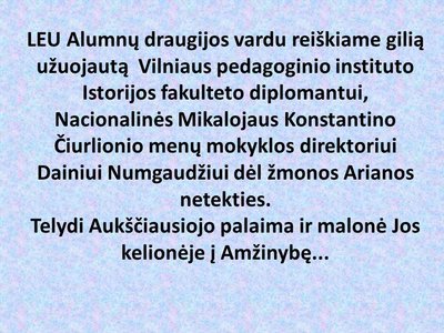 A. Numgaudienė gedi artimieji, draugai ir kolegos