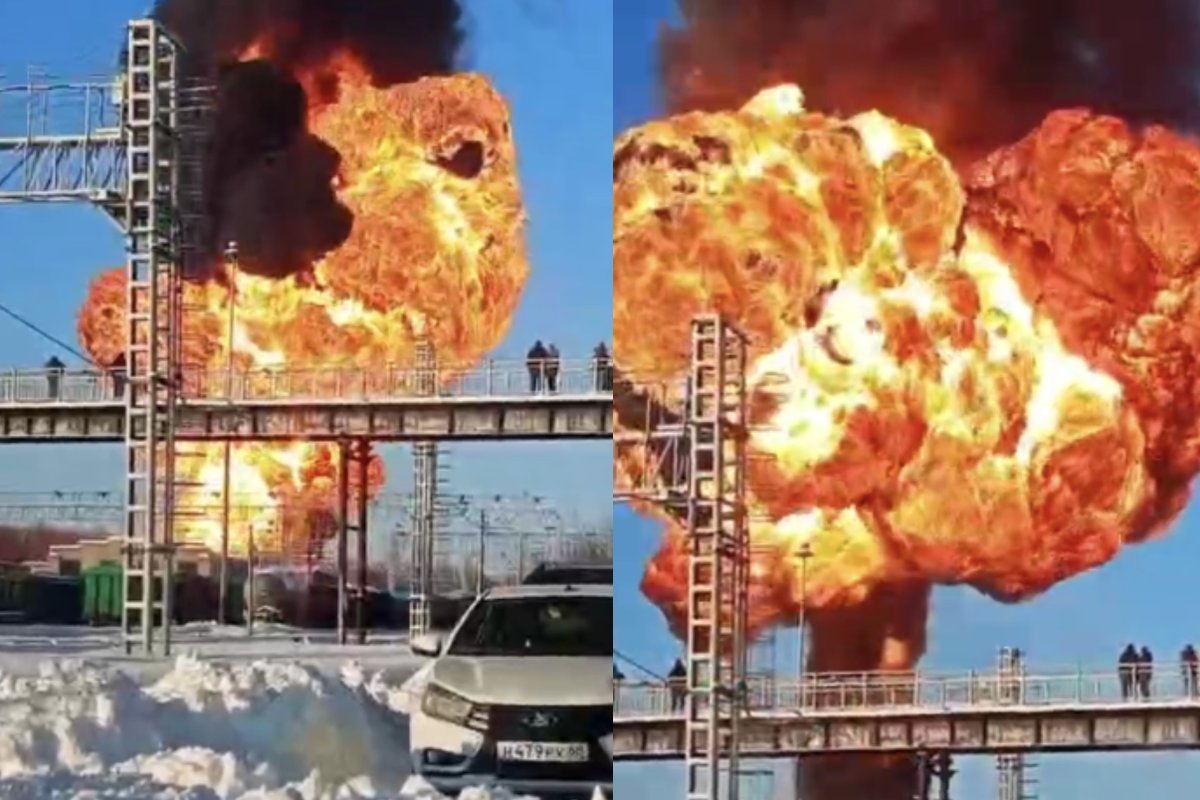 Rusijoje nuo bėgių nuvažiavo traukinys, kilo didžiulis sprogimas