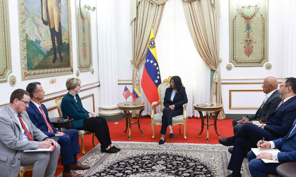 Delcy Rodriguez su JAV pasiuntine / MARCELO GARCIA / AFP