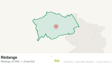 Carte de localisation de Rédange (57390), commune frontaliere du Luxembourg
