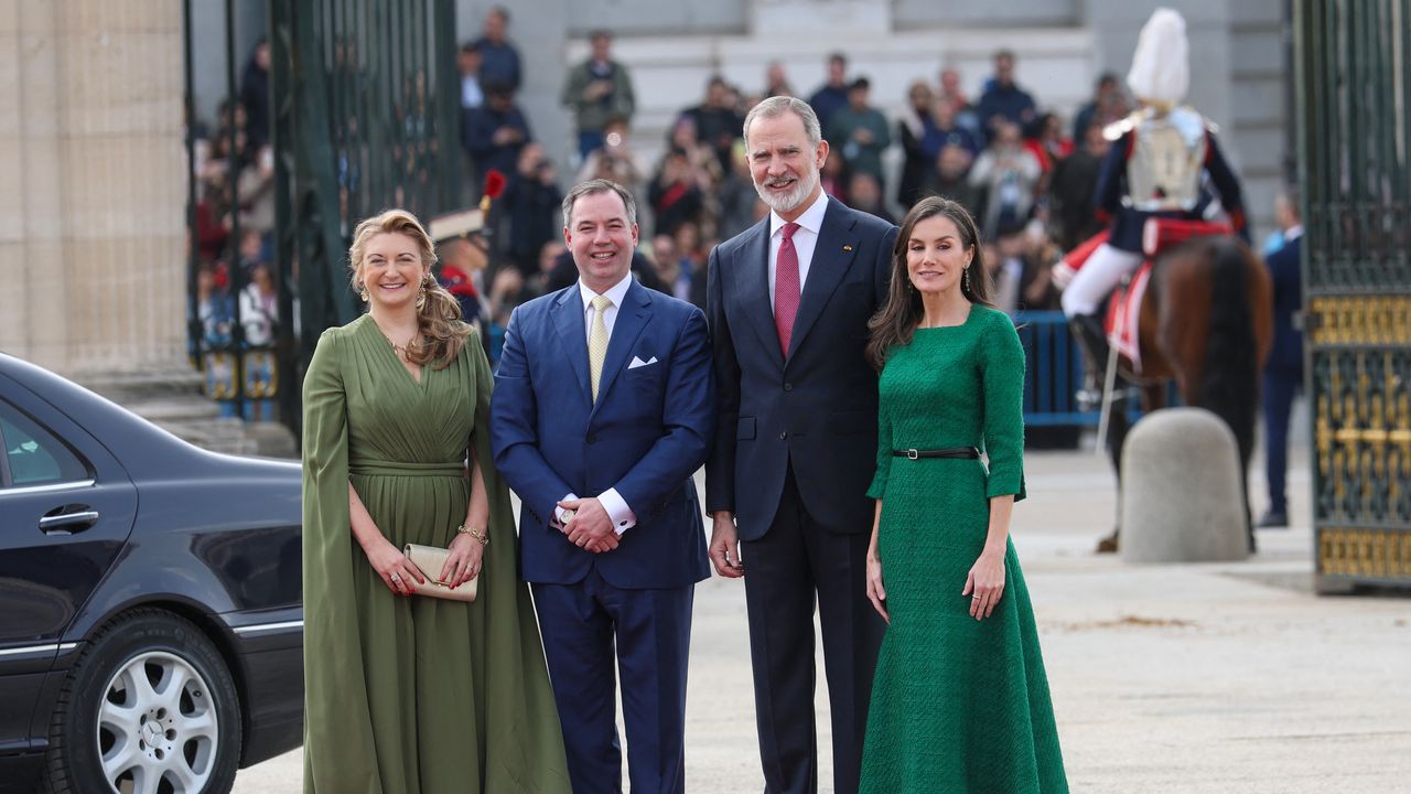 Grand Duchess Stephanie of Luxembourg dazzles in citrine jewels from the family vault on Spanish state visit