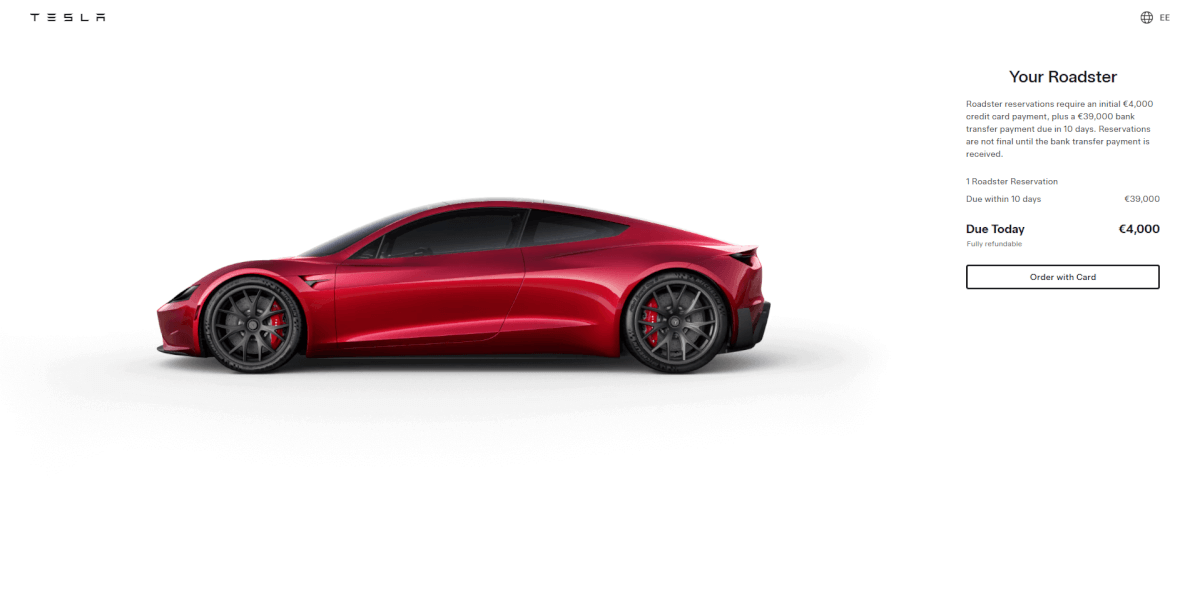 Tesla Roadster reservations opened