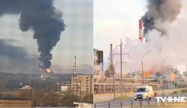 VIDEO ⟩ Jaroslavļā deg viena no Krievijas lielākajām naftas pārstrādes rūpnīcām