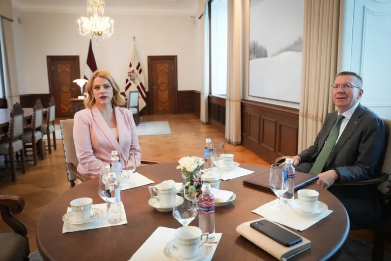 Valsts prezidenta Edgara Rinkēviča tikšanās ar Ministru prezidenti Eviku Siliņu un kopēja preses konference Rīgas pilī.