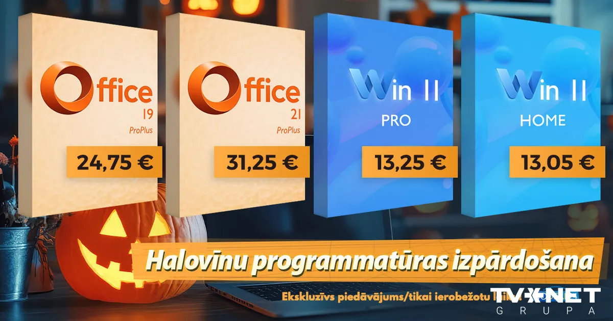 Piedalies Halovīna svinībās! Izvēlies sev dāvanu – Lifetime Office 2021 Pro atslēgu par 31,25 €! Win 11 Pro par satriecošiem 13,25 €! - TVNET