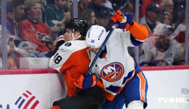 VIDEO ⟩ Ābols iesaistās kautiņā; "Flyers" izcīna uzvaru "bullīšos"