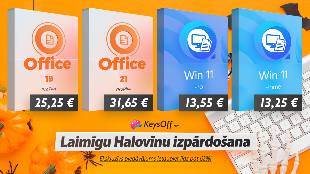 Tikai šajā Halovīnā! Uzlabojiet savus datorus ar Lifetime Office 2021 un oriģinālo Win 11 Pro