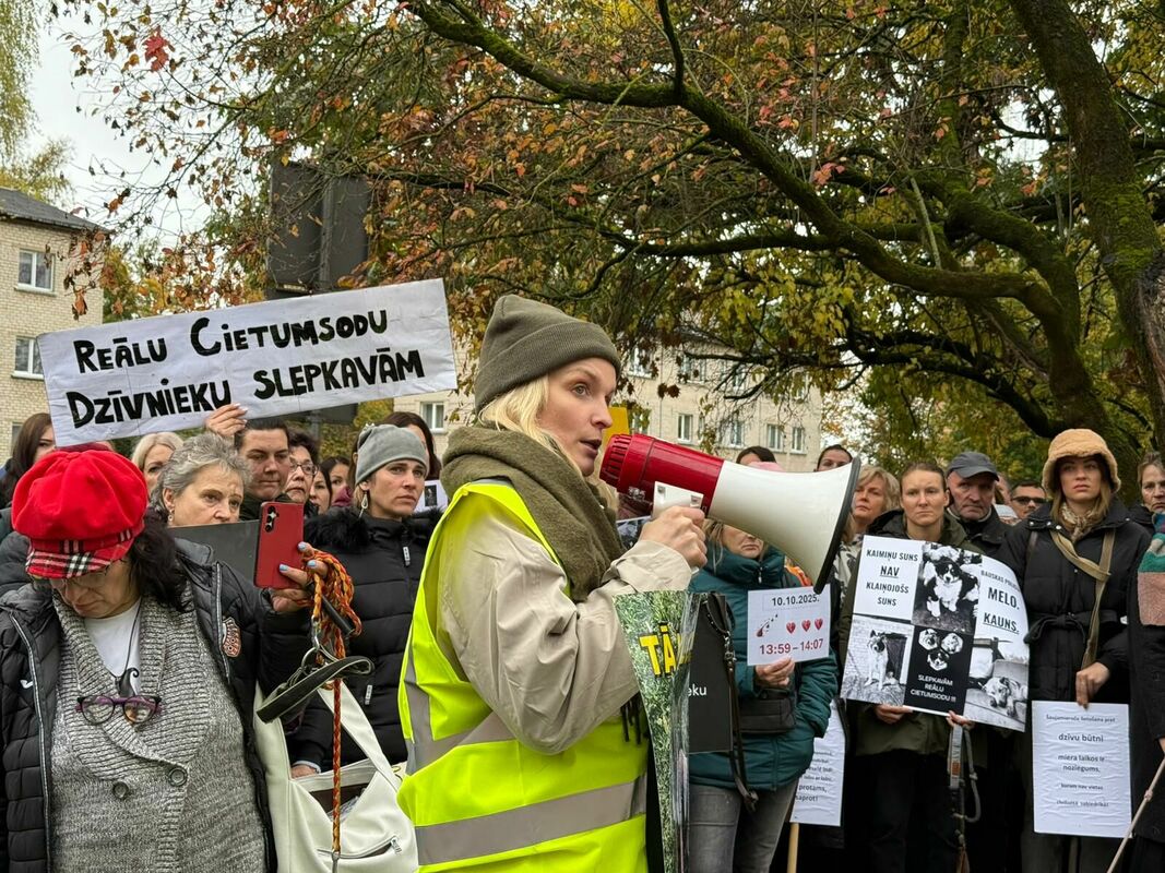 Suņi, sveces un aicinājums atrast mugurkaulu Bauskas domei. Pikets saistībā ar suņu nošaušanu Bauskas novadā