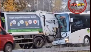 Notikusi sadursme starp pasažieru autobusu un atkritumu mašīnu