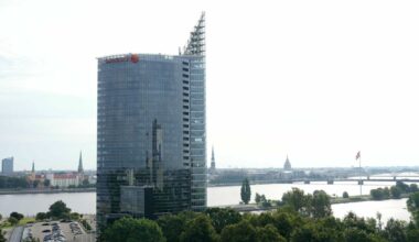 "Swedbank" centrālā ēka Latvijā. Foto: Zane Bitere/LETA