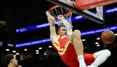 Dāsnais Porziņģis pret “Nets” atkārto savu NBA piespēļu rekordu un triec varenu “put back”