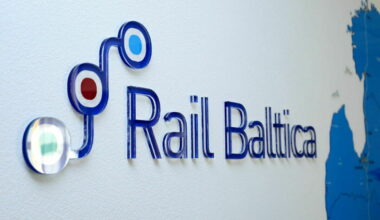 "Rail Baltica" logo. Foto: Evija Trifanova/LETA