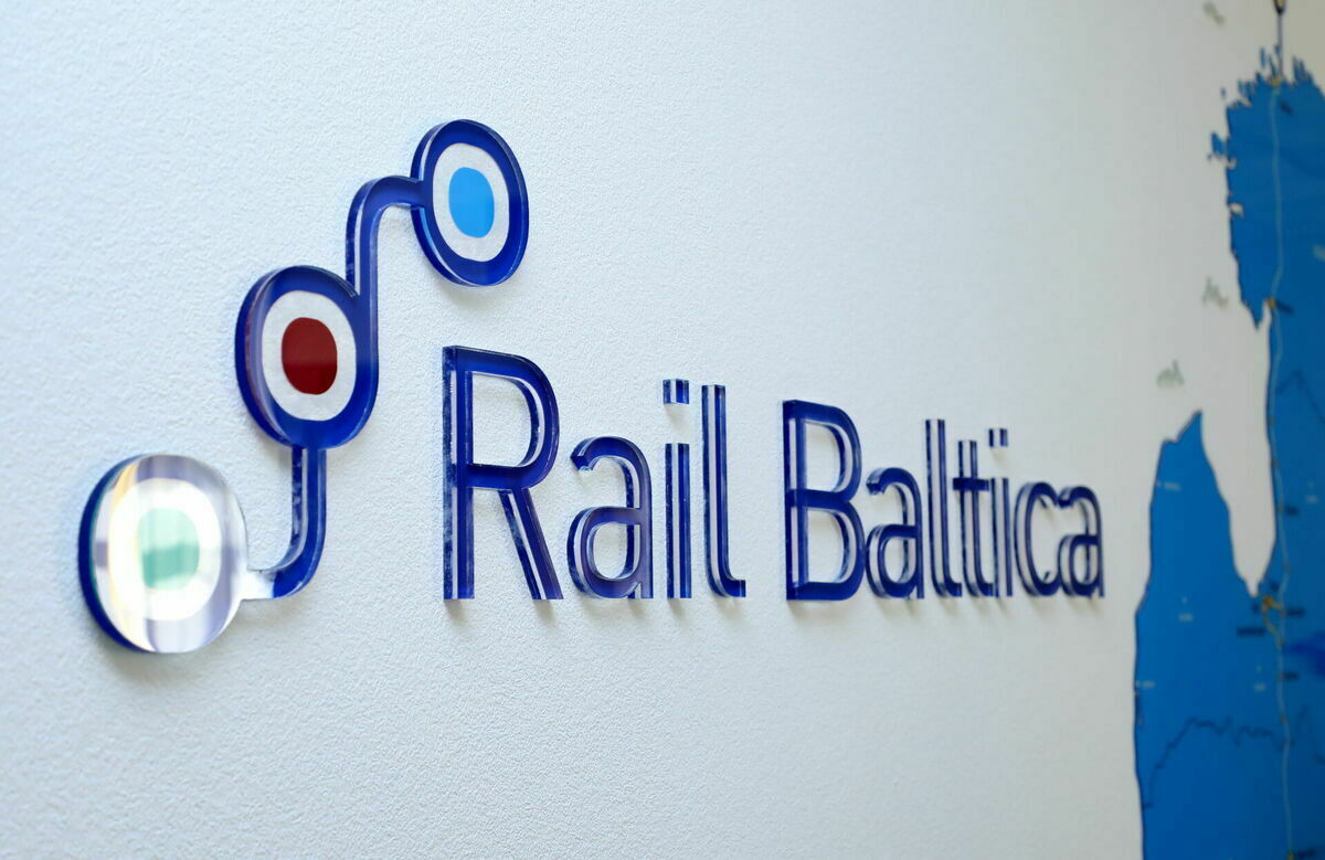 "Rail Baltica" logo. Foto: Evija Trifanova/LETA
