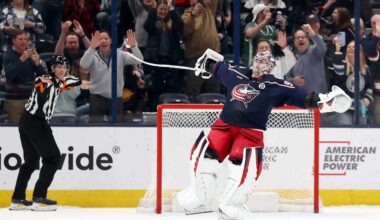 Merzļikins ar jaudīgu uzvaru ieraksta savu uzvārdu “Blue Jackets” vēsturē
