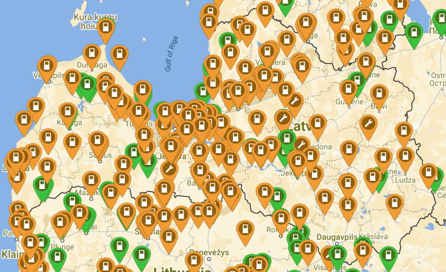 Publiskās uzlādes stacijas Latvijā