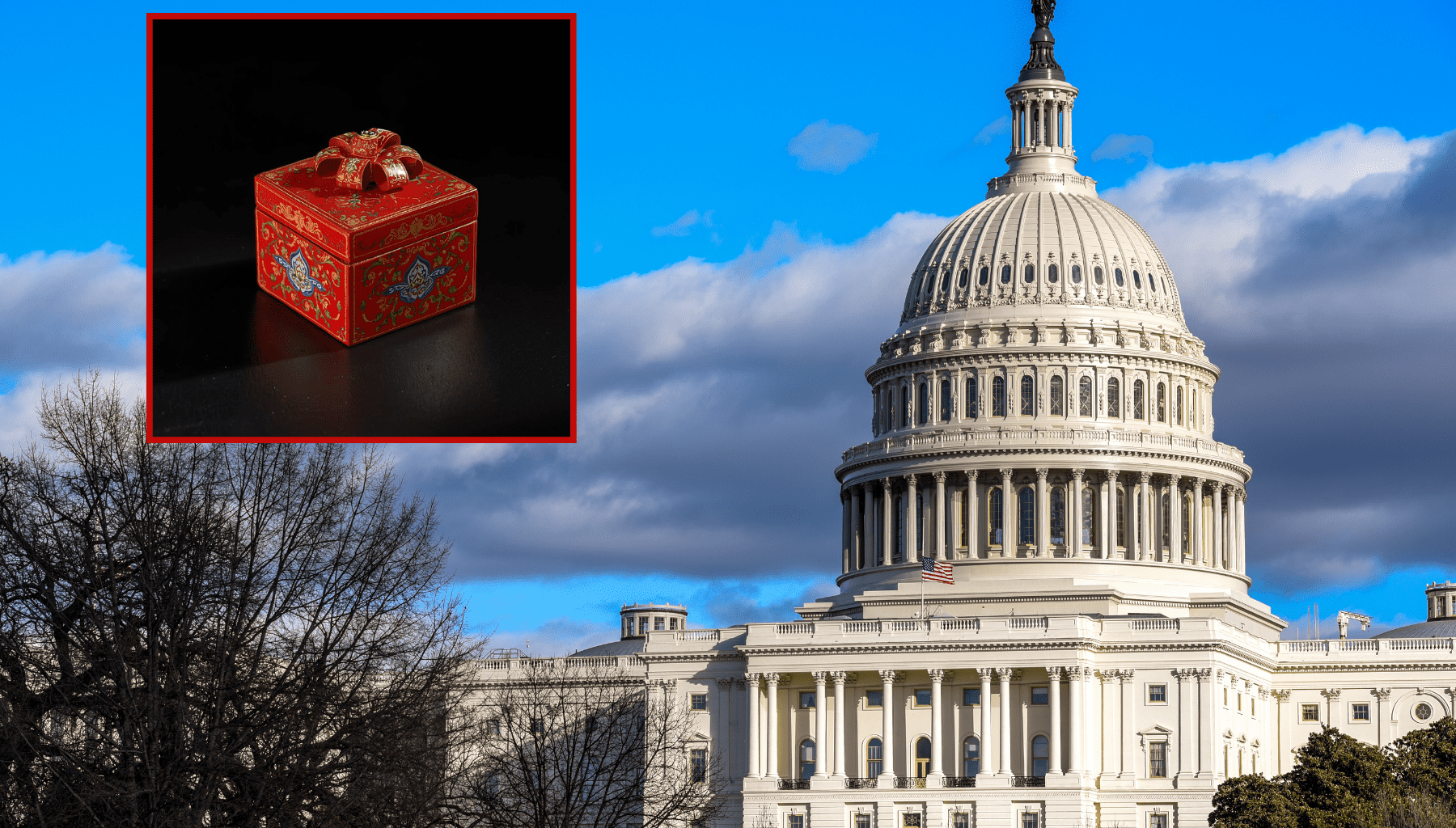 FOTO. Kremļa īpašais pārstāvis uz sarunām ASV atvedis dīvainu dāvanu. Uz tās virsū ir Putina… - LA.LV