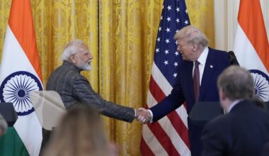 ASV prezidents Donalds Tramps un Indijas premjerministrs Narendra Modi