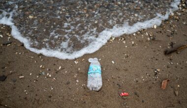Plastmasas atkritumi pludmalē. Attēls ilustratīvs