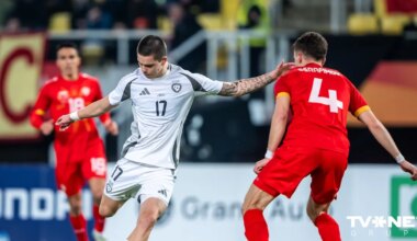 FOTO ⟩ Līdzvērtīgā spēlē starp Latvijas un Ziemeļmaķedonijas futbolistiem vārti netiek gūti