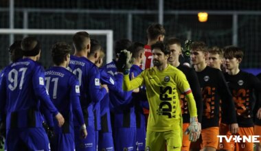 "Grobiņa" un "JDFS Alberts" cīņā par vietu virslīgā pirmajā mačā spēlē neizšķirti