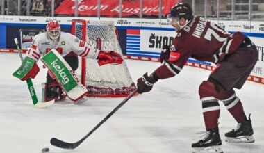 Latvijas hokeja izlase nervozi, bet uzvaroši noslēdz prestižo "Deutschland Cup"