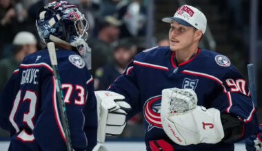 Merzļikins un Grīvss šobrīd veido vienu no labākajiem vārtsargu duetiem līgā – Hokejs – Sportacentrs.com