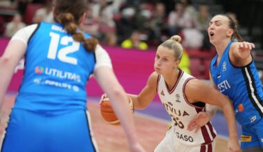 Latvijas basketbolistes iespaidīgi sagrauj Igaunijas valstsvienību