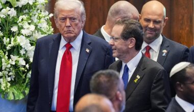 ASV prezidents Donalds Tramps un Izraēlas prezidents Ichaks Hercogs