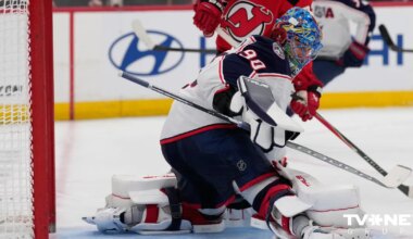 Ar atvairītiem 30 metieniem Merzļikins "Blue Jackets" palīdz uzvarēt "Devils" komandu