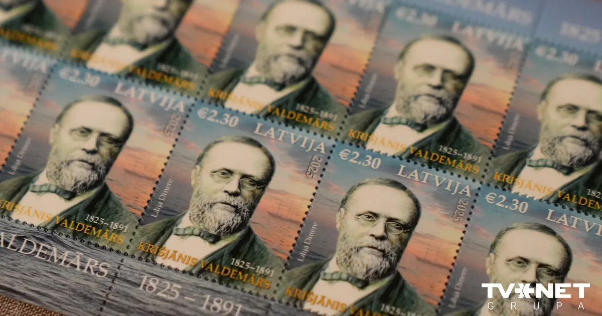 FOTO ⟩ "Latvijas pasts" izdod Krišjāņa Valdemāra 200. jubilejai veltītu pastmarku