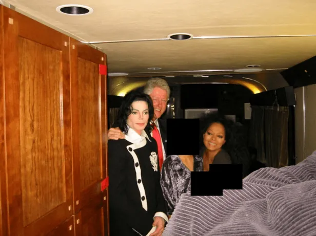 Former U.S. President Bill Clinton, Michael Jackson and Diana Ross are seen in this image released by the Department of Justice in Washington, D.C., U.S., on December 19, 2025 as part of a new trove of documents from its investigations into the late financier and convicted sex offender Jeffrey Epstein. U.S. Justice Department/Handout via REUTERS THIS IMAGE HAS BEEN SUPPLIED BY A THIRD PARTY REDACTED AREAS FROM SOURCE. THIS PICTURE WAS PROCESSED BY REUTERS TO ENHANCE QUALITY. AN UNPROCESSED VERSION HAS BEEN PROVIDED SEPARATELY.