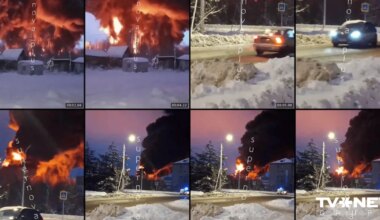 VIDEO ⟩ Ukrainas droni uzbrukuši lielai Krievijas naftas bāzei Jaroslavļas apgabalā