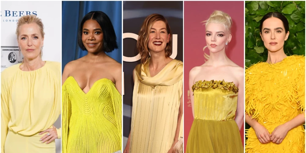 Aiz loga balta ziema, bet uz sarkanajiem paklājiem šovbiznesa zvaigznes tērpjas dzeltenā