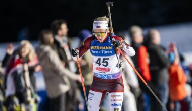 Latvijas biatlonistes Pasaules kausa stafetē finišē 18. vietā