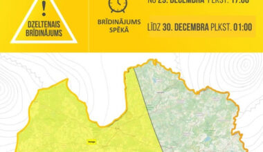 Pirmdienas vakarā brīdina par stipru snigšanu, autovadītāji aicināti uzmanīties (papildināts plkst. 18.20)
