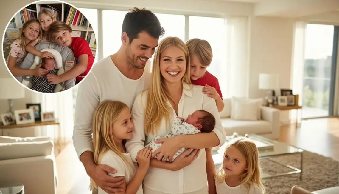 Anna Kournikova reti ar retu ģimenes fotogrāfiju, kurā redzami visi četri bērni