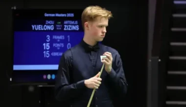 Latvijas snūkera talants Žižins piedzīvo vilšanos „Scottish Open” pirmajā kārtā