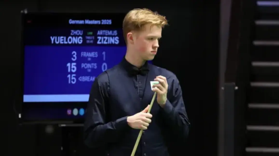 Latvijas snūkera talants Žižins piedzīvo vilšanos „Scottish Open” pirmajā kārtā