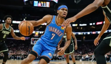 NBA vēsturē iekrīt: Šejs Gildžess-Aleksandrs sasniedzis leģendāro Viltu Čemberlenu ar 100 spēlēm pēc kārtas ar 20+ punktiem