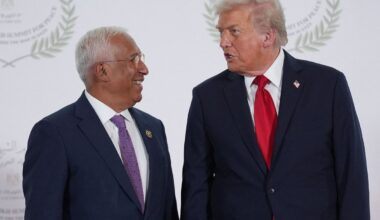 Eiropadomes priekšsēdētājs Antoniu Košta un ASV prezidents Donalds Tramps, 2025. gada oktobrī