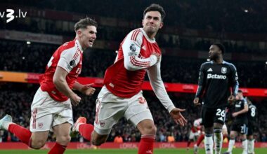 Premjerlīgas līderu duelī “Arsenal” sakauj “Aston Villa”