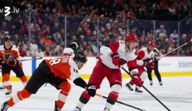 Ābols atdod pirmo rezultatīvo piespēli, “Flyers” bullīšos piekāpjas Karolīnas “Hurricanes”